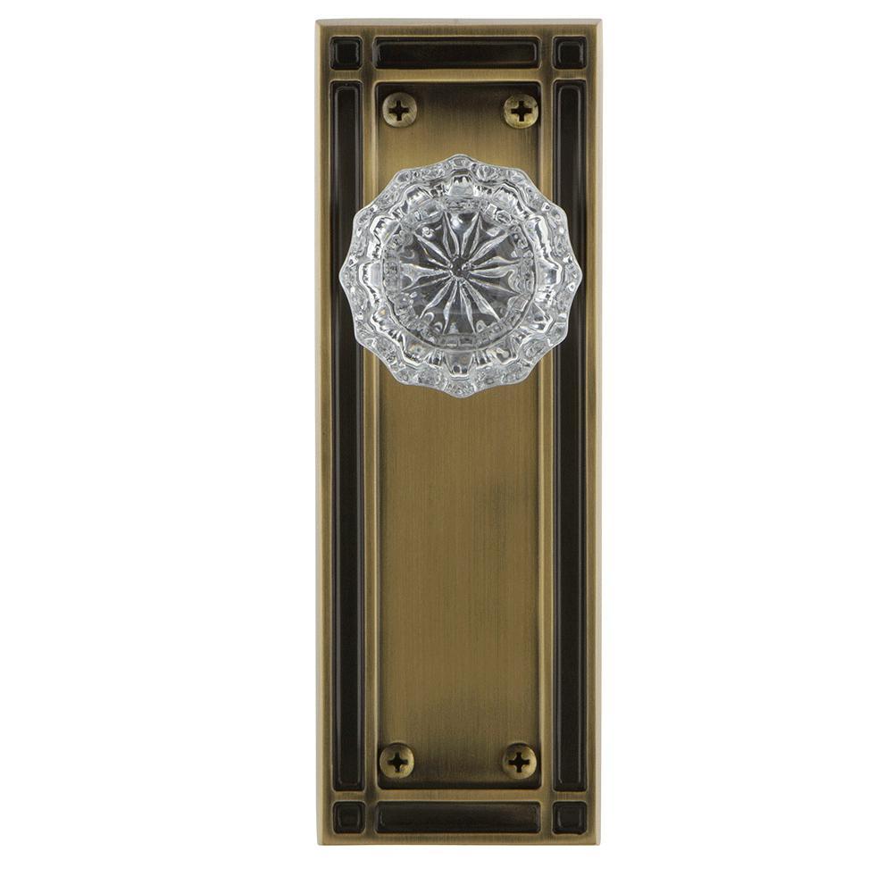 Mission Plate 2-3/8 in. Backset Antique Brass PassaHall/Closet Crystal Glass Door Knob