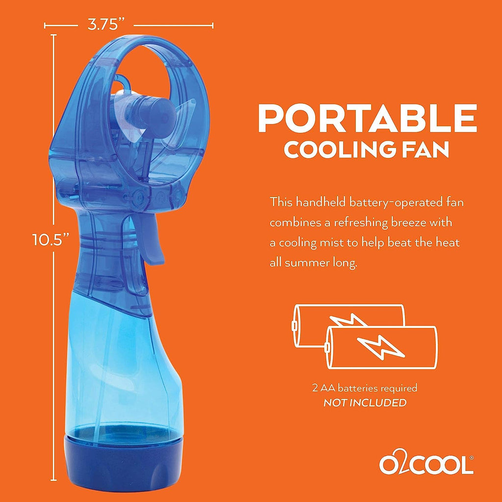 O2COOL Deluxe Handheld Battery Powered Water Misting Fan (Dark Blue)