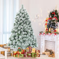 Costway 6 ft Premium Hinged Artificial Christmas Tree Snowy Pine Needles with 586 Branches