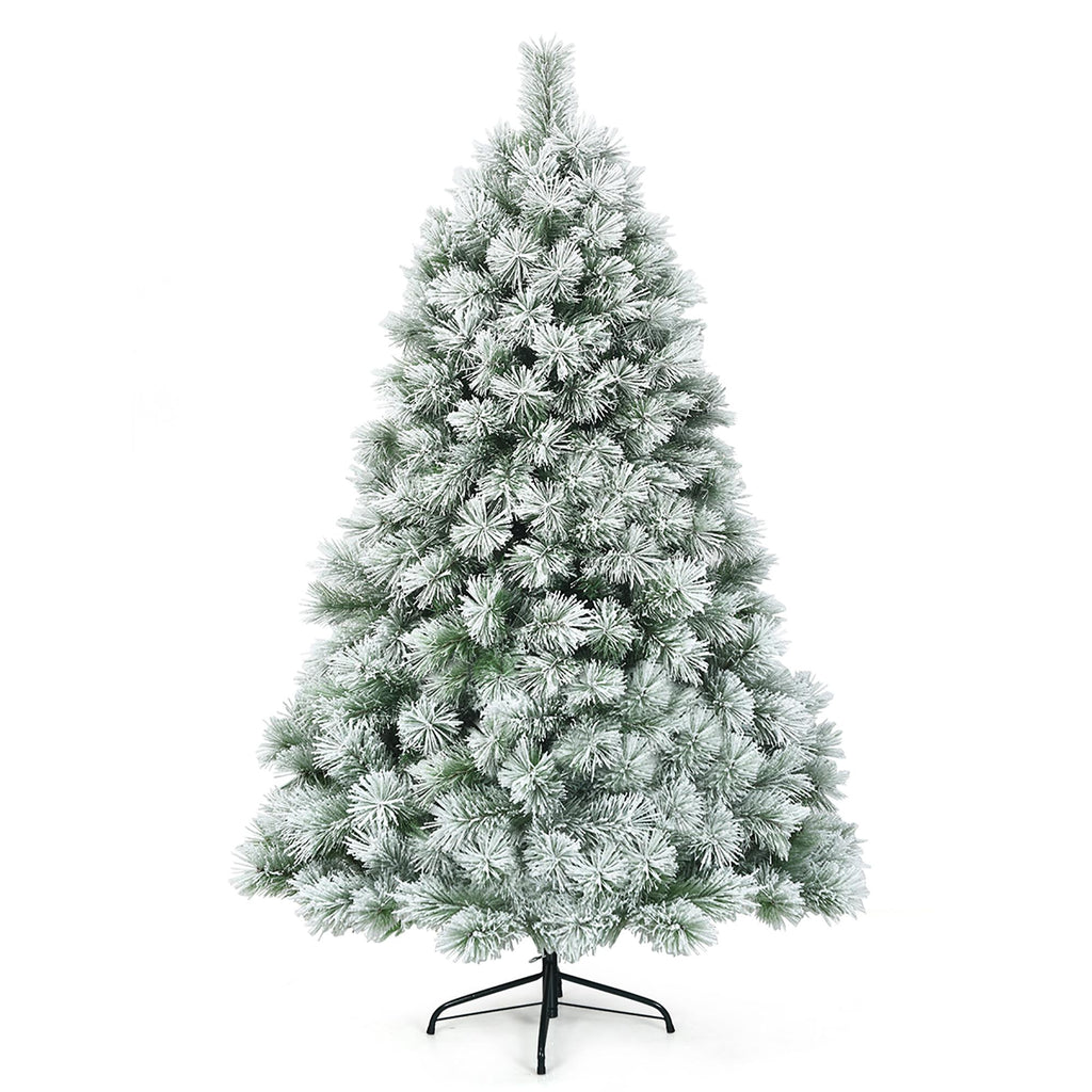 Costway 6 ft Premium Hinged Artificial Christmas Tree Snowy Pine Needles with 586 Branches