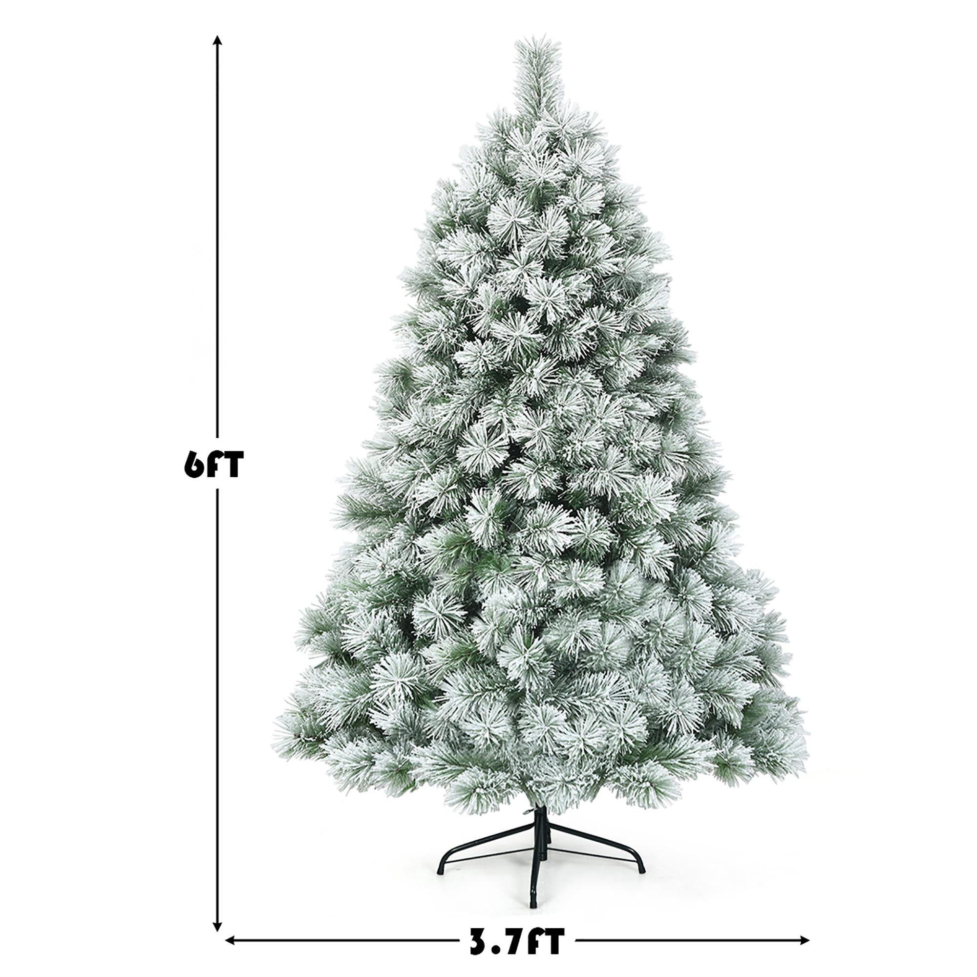 Costway 6 ft Premium Hinged Artificial Christmas Tree Snowy Pine Needles with 586 Branches