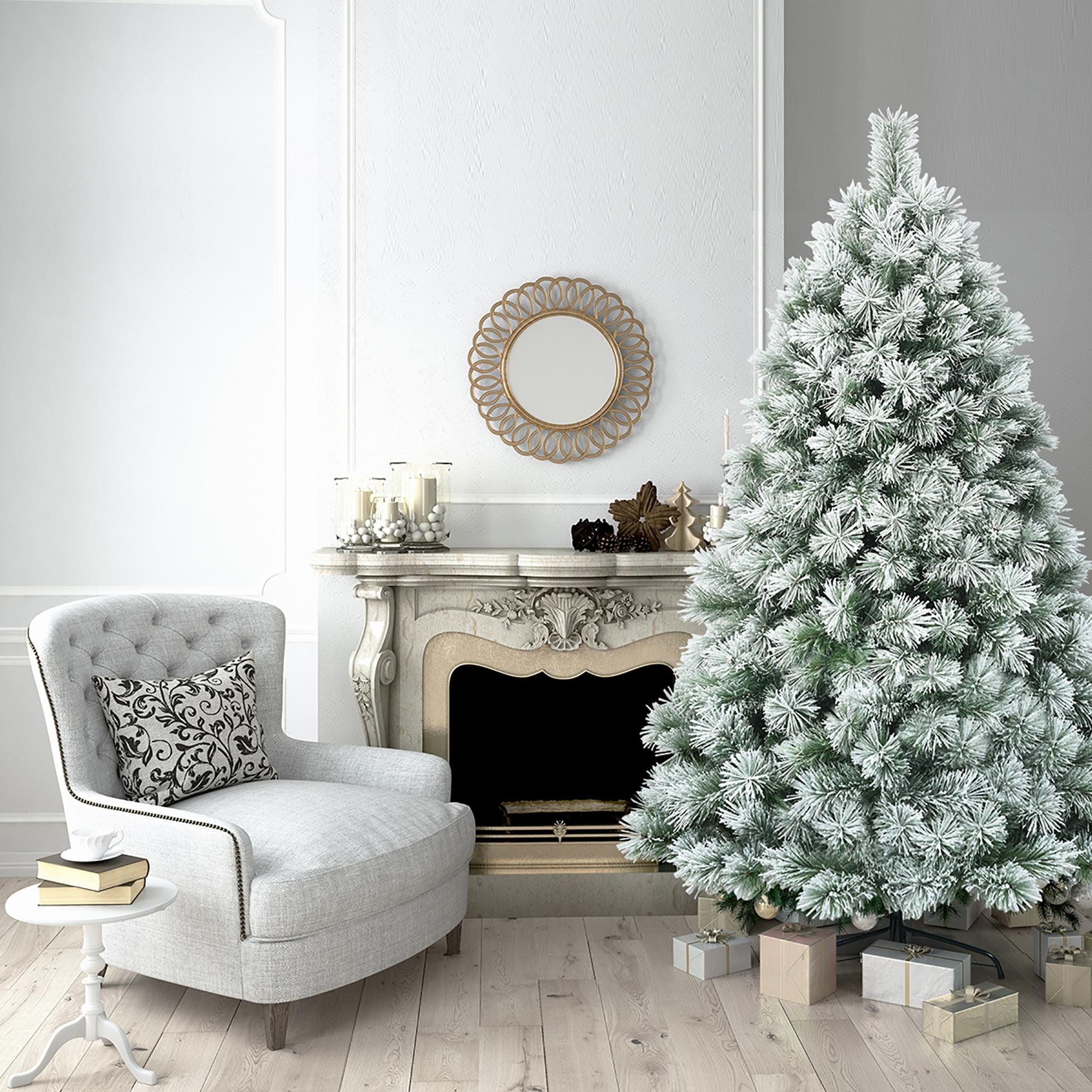 Costway 6 ft Premium Hinged Artificial Christmas Tree Snowy Pine Needles with 586 Branches