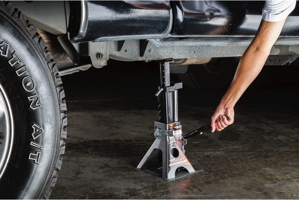 Power 3 Ton All-in-One Hydraulic Bottle Jack and Jackstand in One Unit, Compact, Wide Base, 11- 21 Inch Range, Eliminates Jackstands, for Unibody, Trucks, SUVs, RVs, Cars, Trailers, ASME - 620471