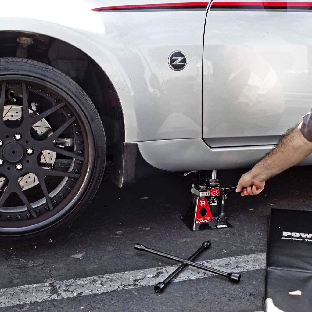 Power 3 Ton All-in-One Hydraulic Bottle Jack and Jackstand in One Unit, Compact, Wide Base, 11- 21 Inch Range, Eliminates Jackstands, for Unibody, Trucks, SUVs, RVs, Cars, Trailers, ASME - 620471