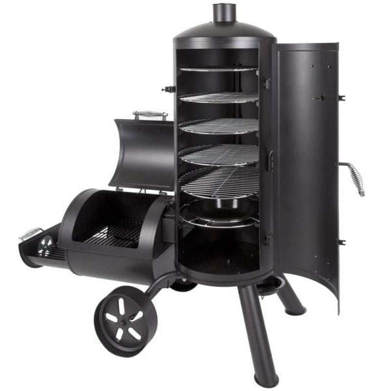 Signature Heavy-Duty Vertical Offset Charcoal Smoker and Grill in Black New