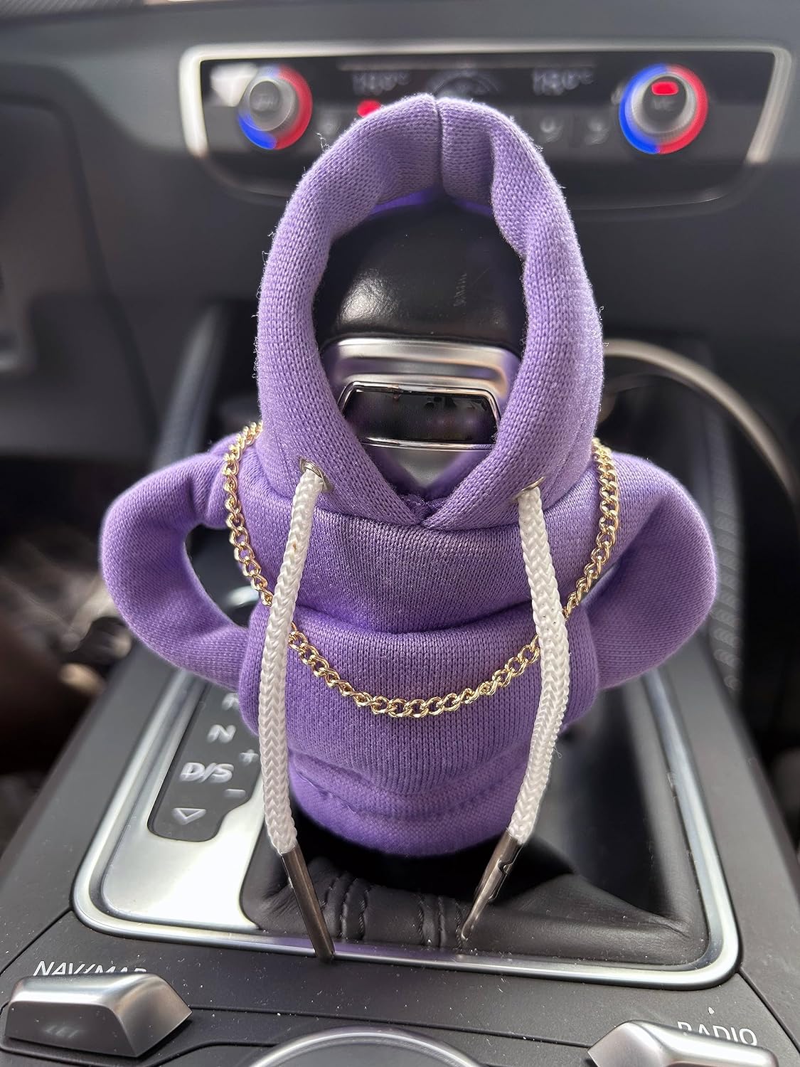 Car Shift Knob Hoodie, Funny Gear Shift Knob Shirt Sweater, Winter Warm Shift Knob Cover Sweater Shirt, Automotive Interior Novelty Accessories Decorations, Universal Fit Knob Cover Gift (Purple)