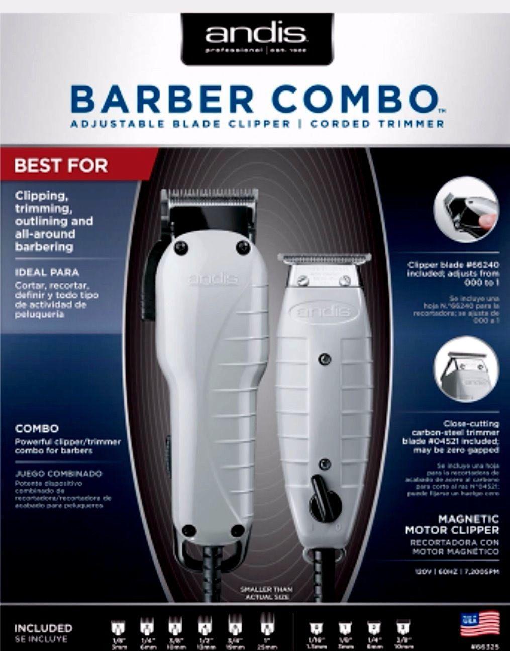 ANDIS BARBER COMBO   T OUTLINER TRIMMER SILVER UPC, 040102663253 MADE IN USA