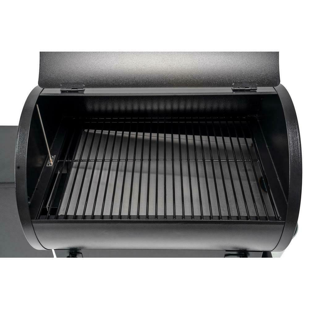 Outdoor Pellet Grill Porcelain Coated Steel 2-Wheels Barrel Black