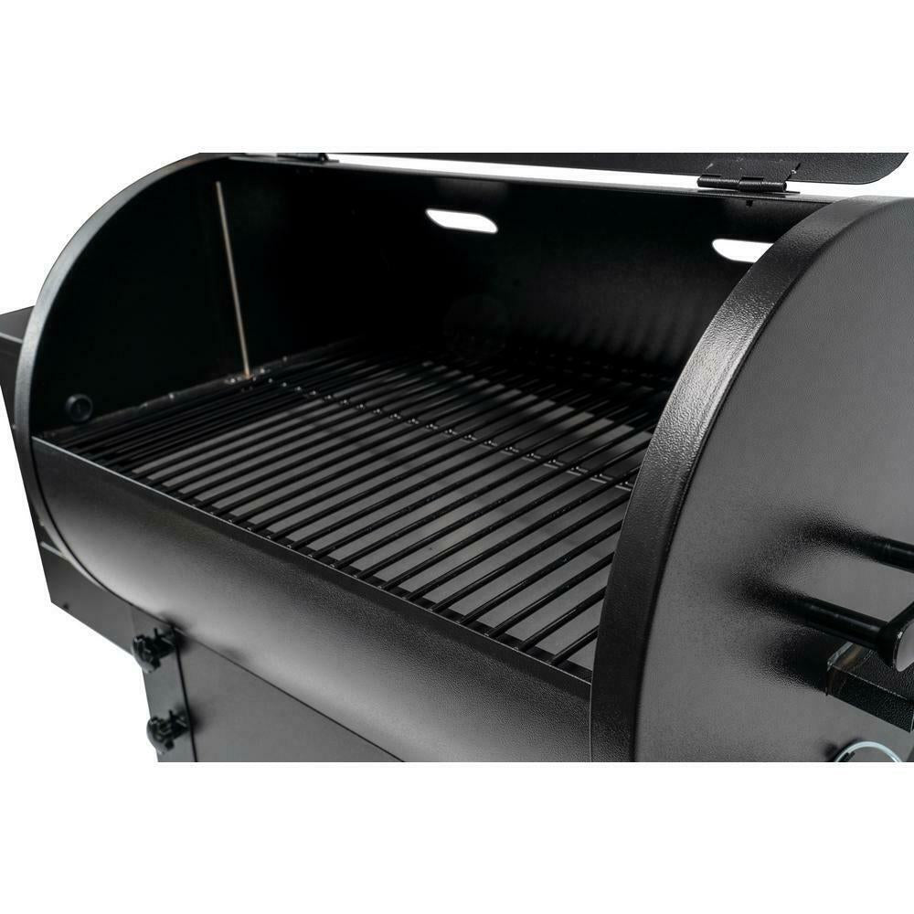 Outdoor Pellet Grill Porcelain Coated Steel 2-Wheels Barrel Black