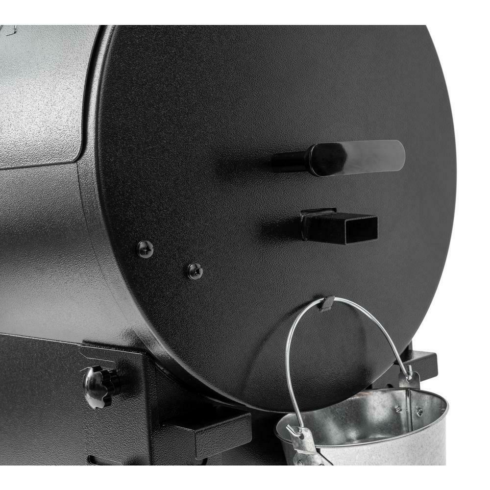 Outdoor Pellet Grill Porcelain Coated Steel 2-Wheels Barrel Black