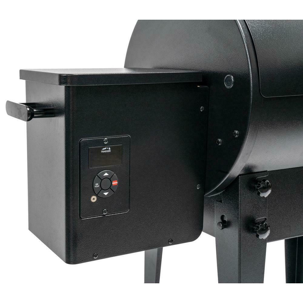 Outdoor Pellet Grill Porcelain Coated Steel 2-Wheels Barrel Black