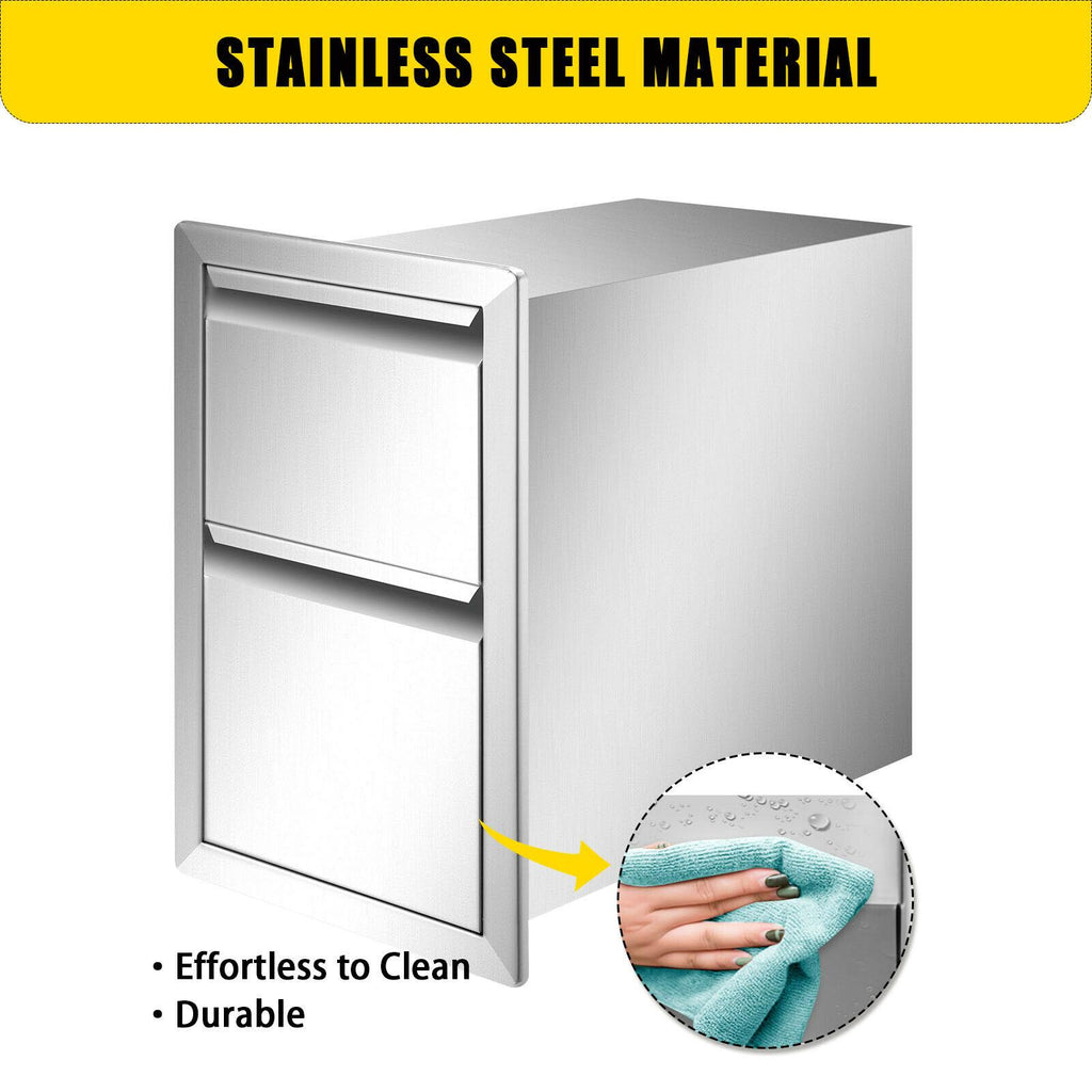 13WX20.5H Outdoor Kitchen BBQ Island Drawer  Steel Double Access Drawer