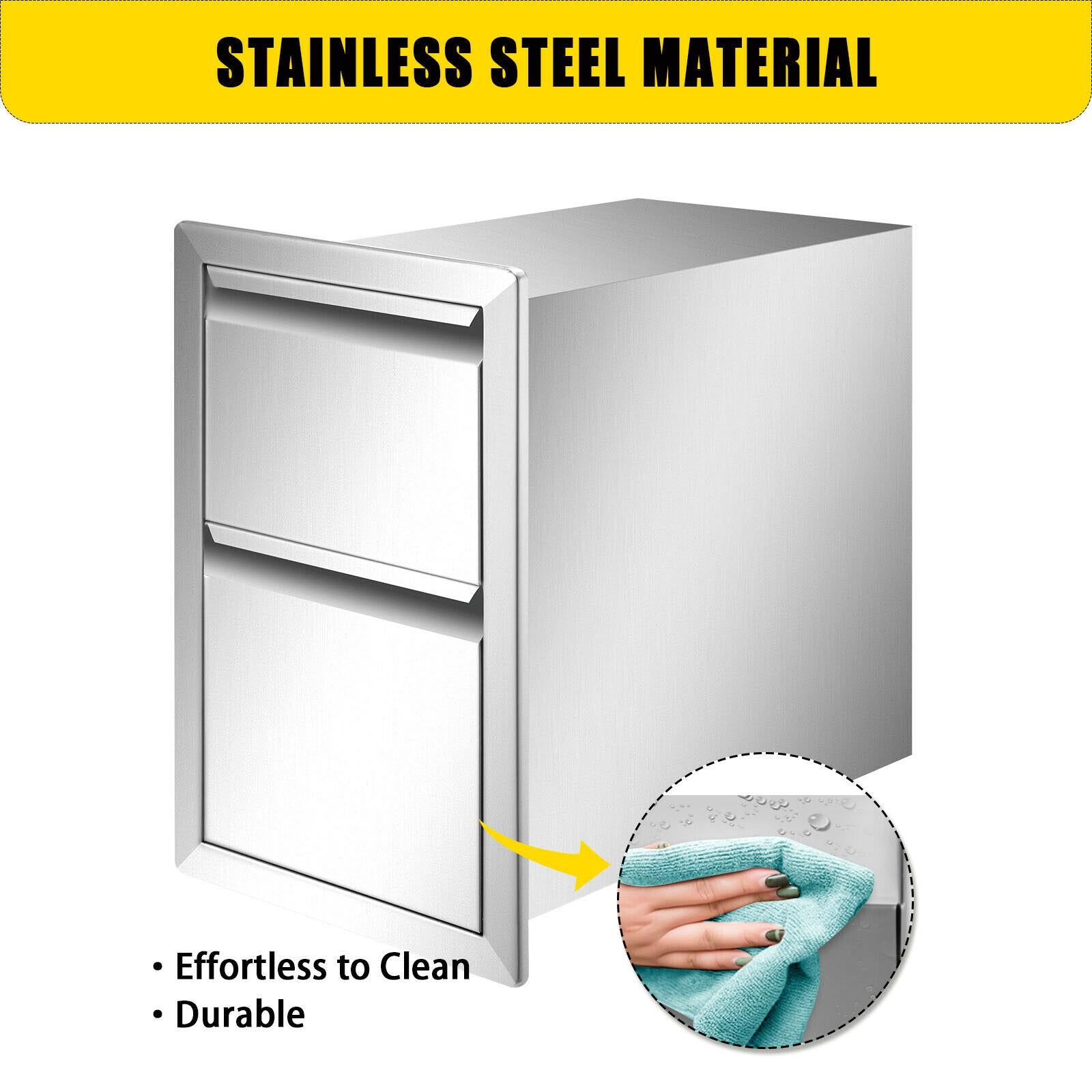 13WX20.5H Outdoor Kitchen BBQ Island Drawer  Steel Double Access Drawer