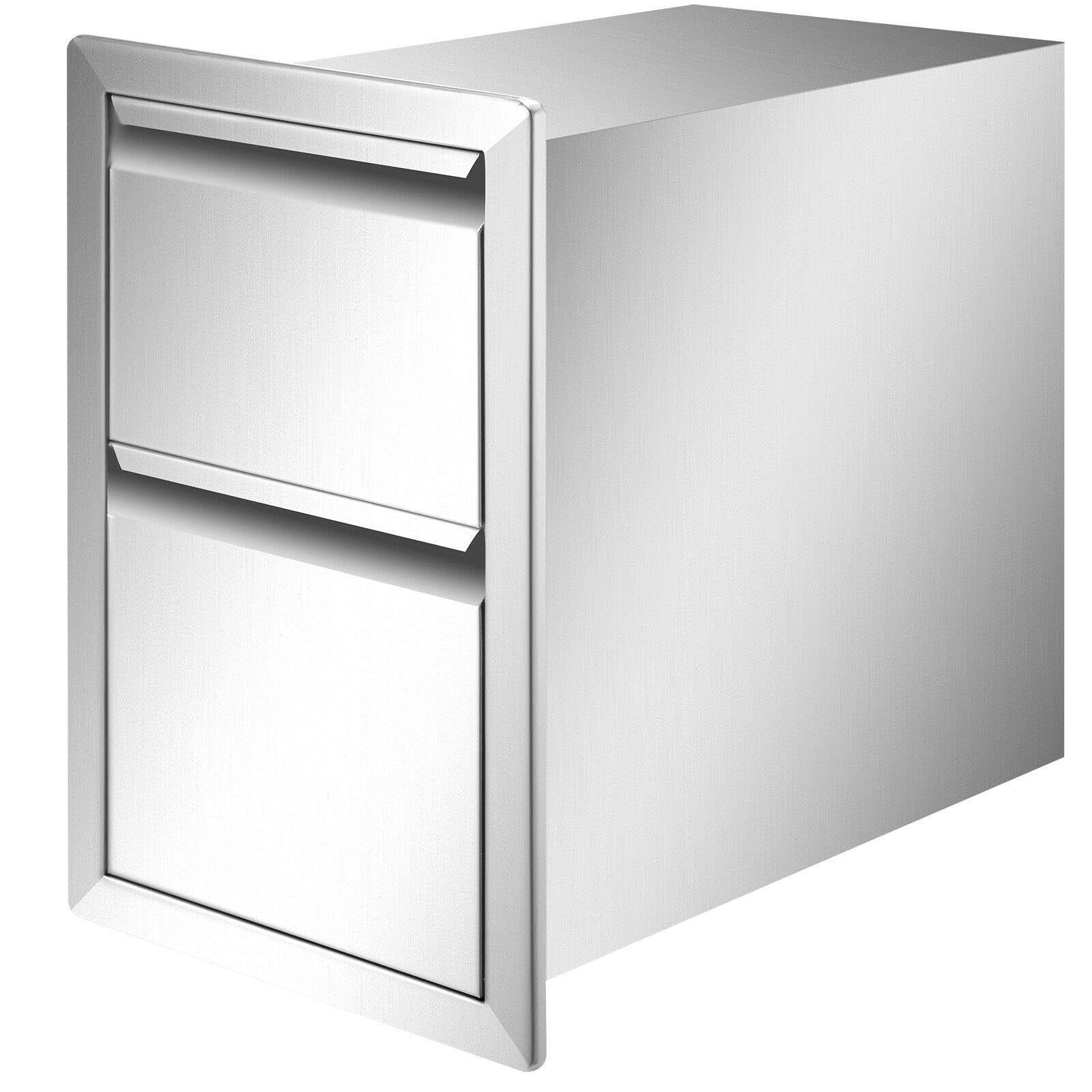 13WX20.5H Outdoor Kitchen BBQ Island Drawer  Steel Double Access Drawer