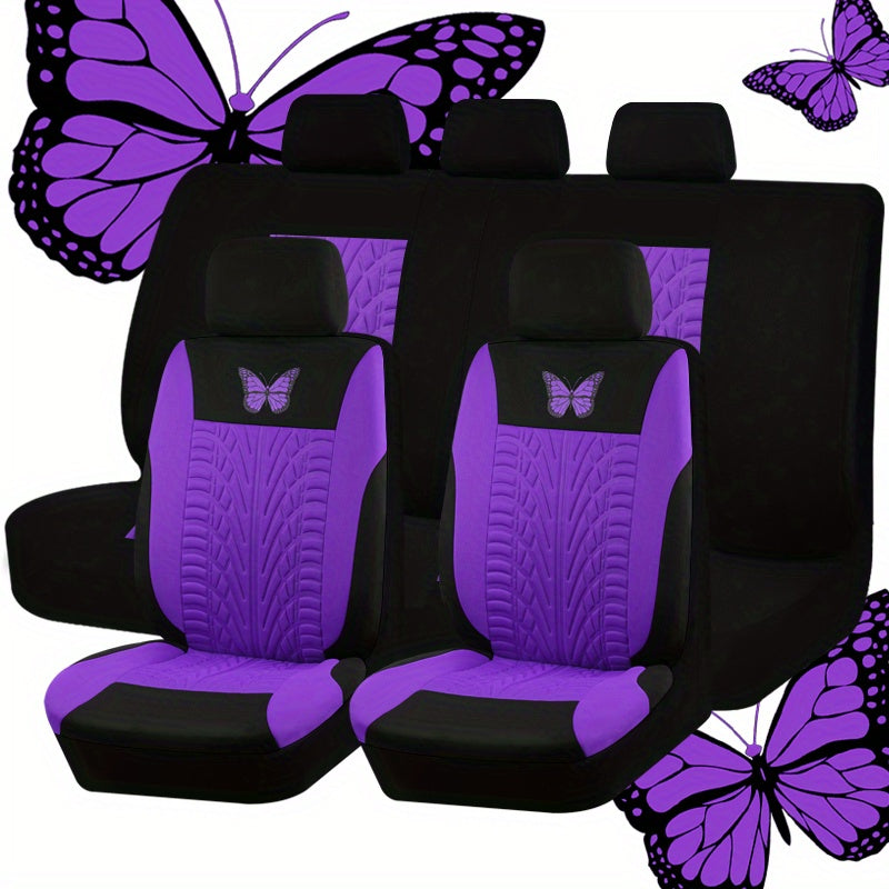 Upgrade Your Car Interior with a Universal Butterfly Pattern Tire Shape Auto Seat Cover Set - Airbag Safe &amp; Perfect for Trucks, Vans &amp; SUVs!