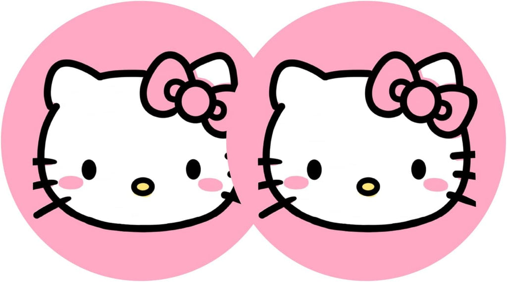 Hello Pink Cat Anime Car Cup Holder Coasters - 2PCS 2.75" Cute Kitty Cat Kawaii Cartoon Silicone Cat Car Cup Insert Coasters for Women Girl Best Gifts by FLYEEGO