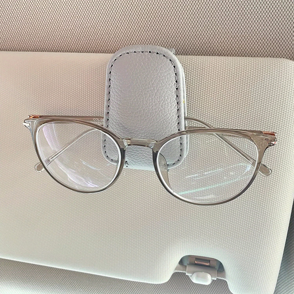 1pc Magnetic PU Leather Car Visor Sunglasses Holder, Sunglasses Holders For Car, Sunglasses Clip For Car Visor, Car Interior Visor Accessories