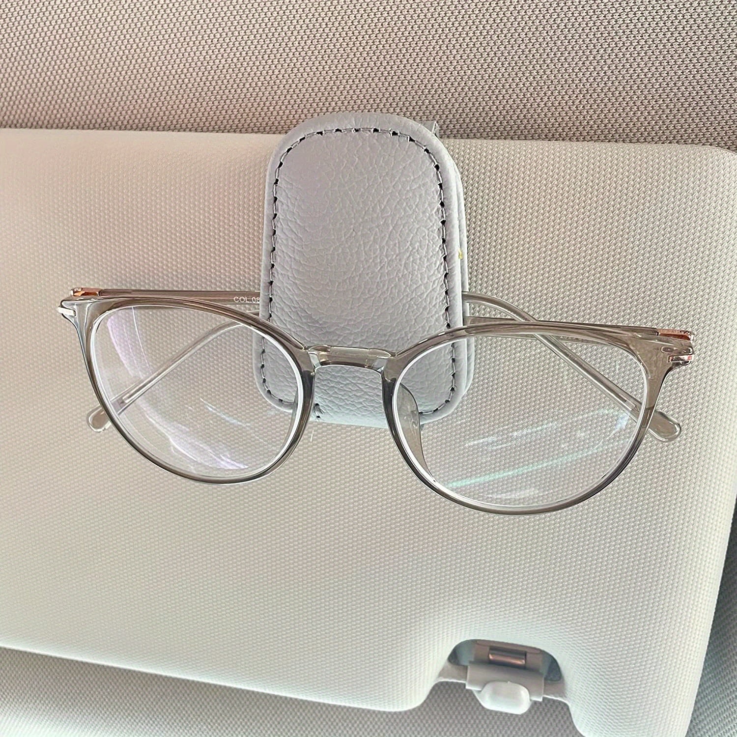 1pc Magnetic PU Leather Car Visor Sunglasses Holder, Sunglasses Holders For Car, Sunglasses Clip For Car Visor, Car Interior Visor Accessories