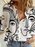 Fashion Abstract Character Print Shirt