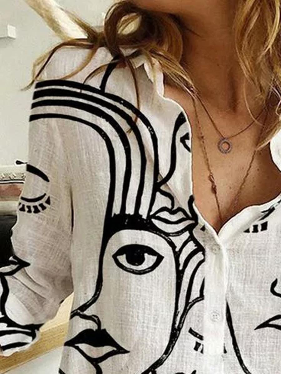 Fashion Abstract Character Print Shirt