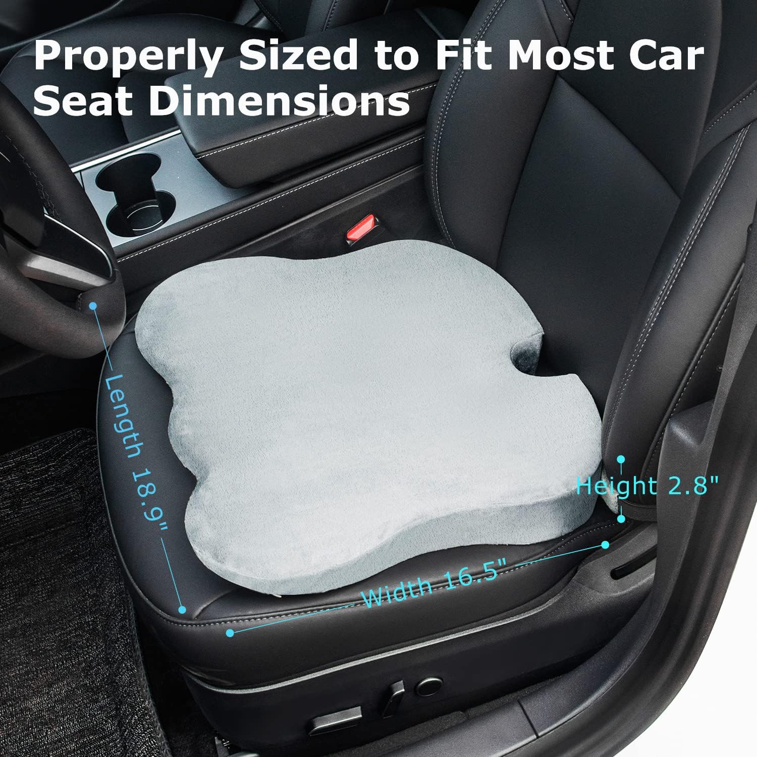 Dreamer Car Wedge Car Seat Cover Cushion,Memory Foam Automotive Seat Covers for Back, Coccyx, Tailbone Pain Relief (Velvet Cover, Gray)