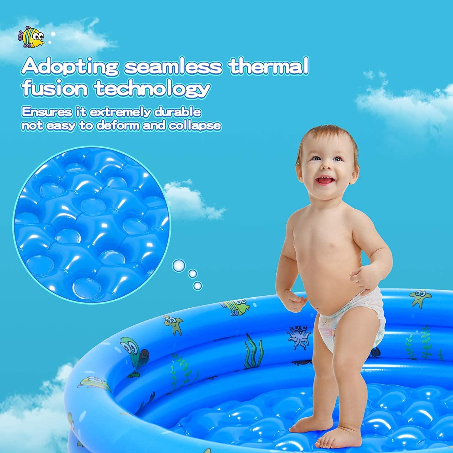 garden round inflatable baby swimming pool, portable inflatable child/children little pump pool,kiddie paddling pool indoor&amp;outdoor toddler water game play center for kids/girl/boy