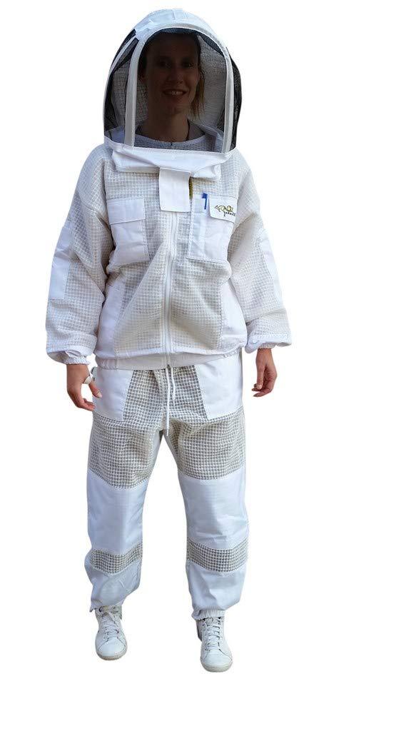OZ ARMOUR Beekeeping Suit Jacket & Trouser Pant with 2 Veils Fencing & Round Brim Hat Ventilated 3 Layer Mesh Costume (3X-Large)