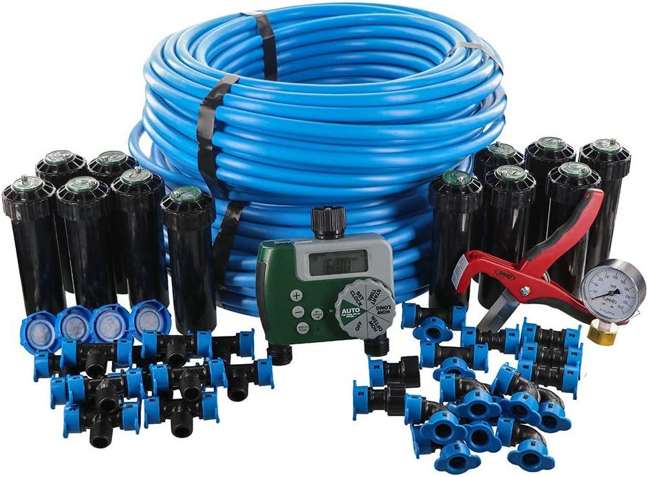 Orbit 50021 In-Ground Blu-Lock Tubing System and Digital Hose Faucet Timer, 2-Zone Sprinkler Kit