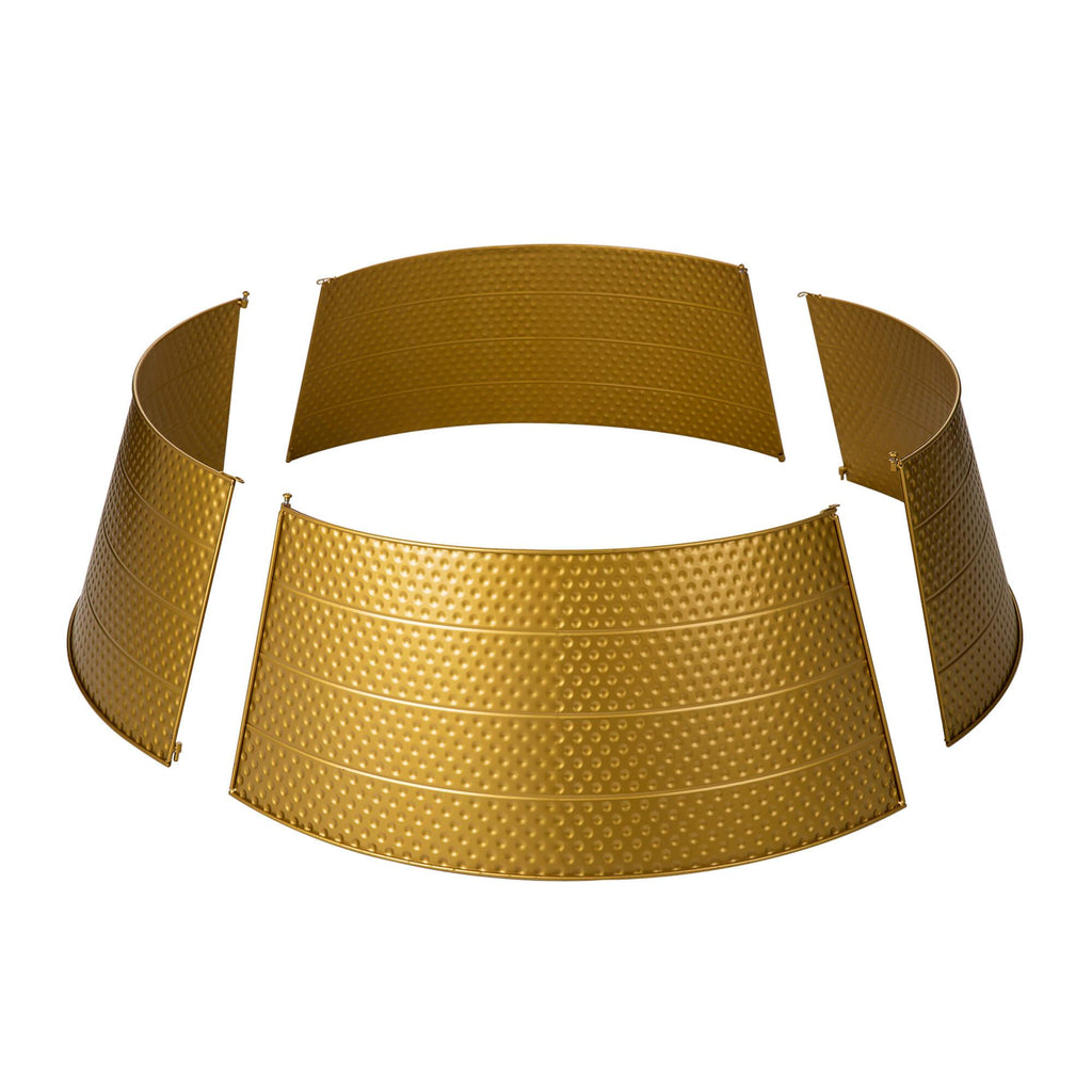 Glitzhome Christmas Gold Hammered Metal Tree Collar (40.5-Inch Diameter Base) for 11-12ft High Trees