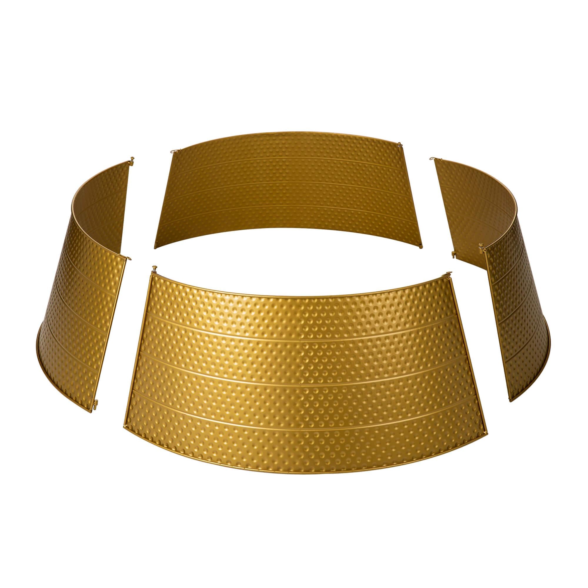 Glitzhome Christmas Gold Hammered Metal Tree Collar (40.5-Inch Diameter Base) for 11-12ft High Trees