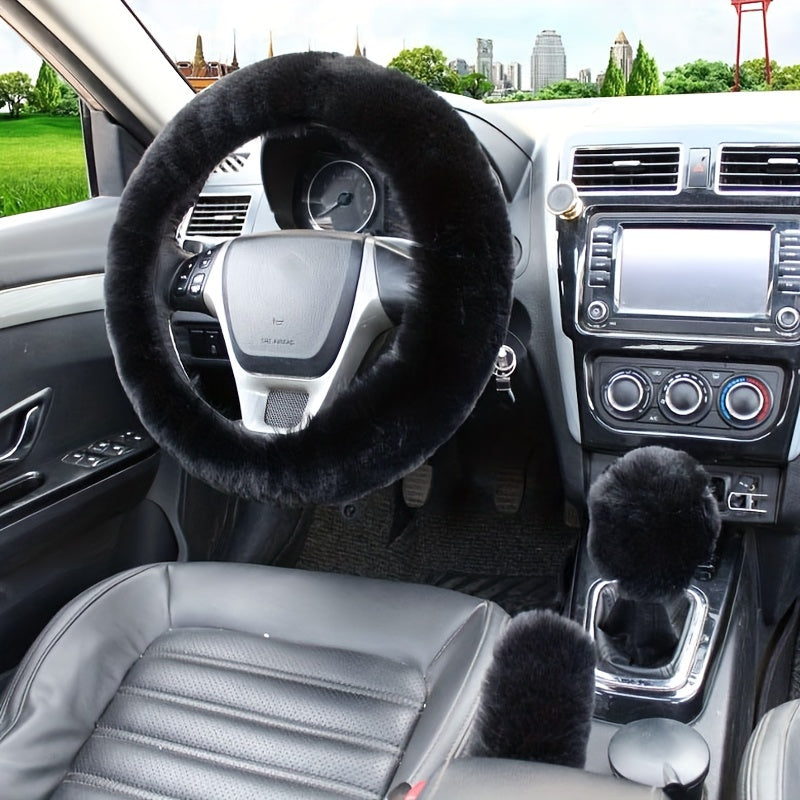 Stay Warm &amp; Stylish This Winter with Our Furry Steering Wheel Cover Set!