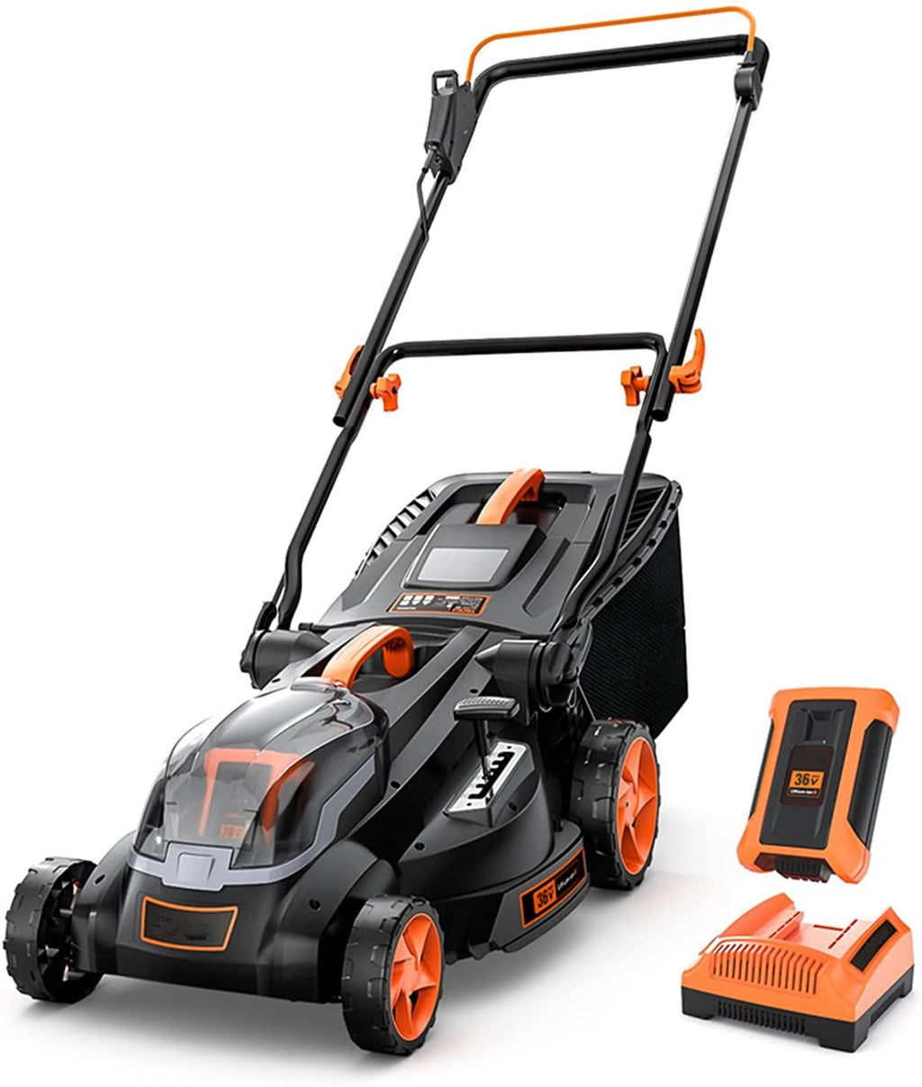 Cordless Lawn Mower, 40V Max 4.0Ah Battery, 16-Inch Brushless Lawn Mower, 50L Grass Box & Mulcher, 6 Mowing Heights, 3 Operation Heights, Low Noise, KDLM4040A