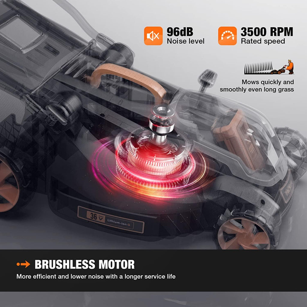 Cordless Lawn Mower, 40V Max 4.0Ah Battery, 16-Inch Brushless Lawn Mower, 50L Grass Box & Mulcher, 6 Mowing Heights, 3 Operation Heights, Low Noise, KDLM4040A