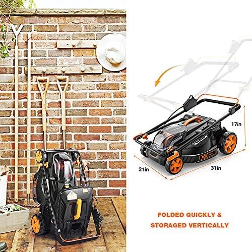 Cordless Lawn Mower, 40V Max 4.0Ah Battery, 16-Inch Brushless Lawn Mower, 50L Grass Box & Mulcher, 6 Mowing Heights, 3 Operation Heights, Low Noise, KDLM4040A