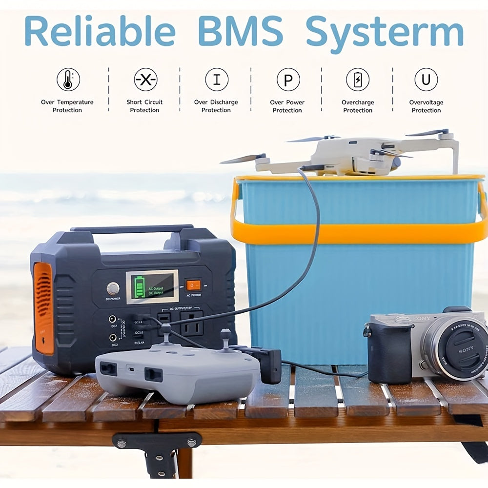 200W Portable Power Station FlashFish151Wh With AC Outlet/2 DC Ports/3 USB Ports Backup Battery /Power Supply For Outdoor Trip Camping Emergency