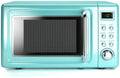 Retro Countertop Microwave Oven, 0.7Cu.ft, 700-Watt, Cold Rolled Steel Plate, 5 Micro Power, Delayed Start Function, with Glass Turntable & Viewing Window, LED Display, Child Lock (Green)
