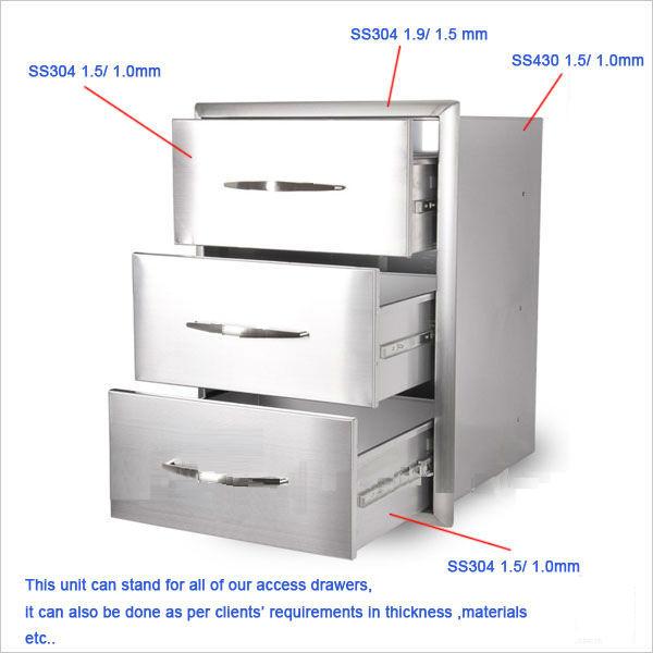 TRIPLE DRAWER OUTDOOR KITCHEN BBQ 304  STEEL ACCESS "BEST QUALITY"