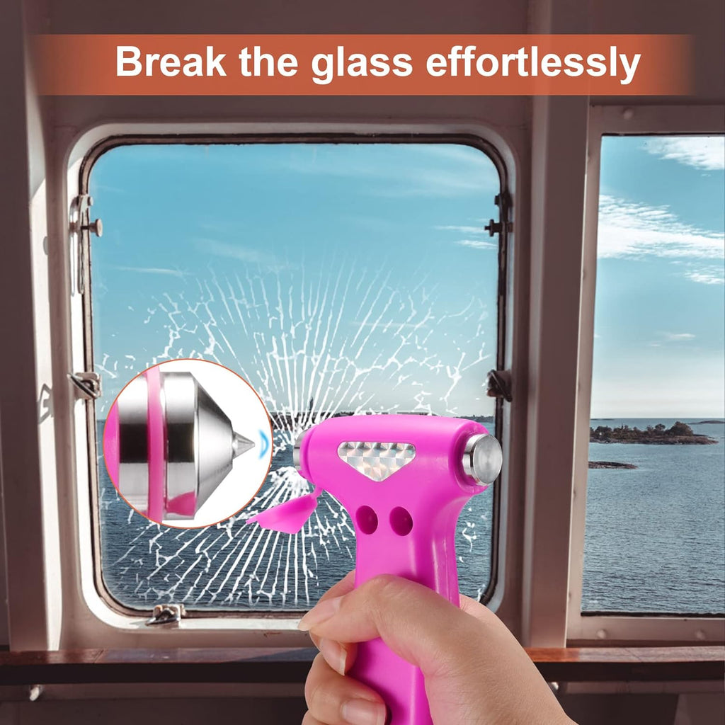 THINKWORK Window Breaker - Pink-Blue Car Safety Hammer Gift for Lady and Men, Three-in-One Emergency Escape Tool with Seat Belt Cutter, Safety Emergency Car Escape Tool for Family, Women, Children.