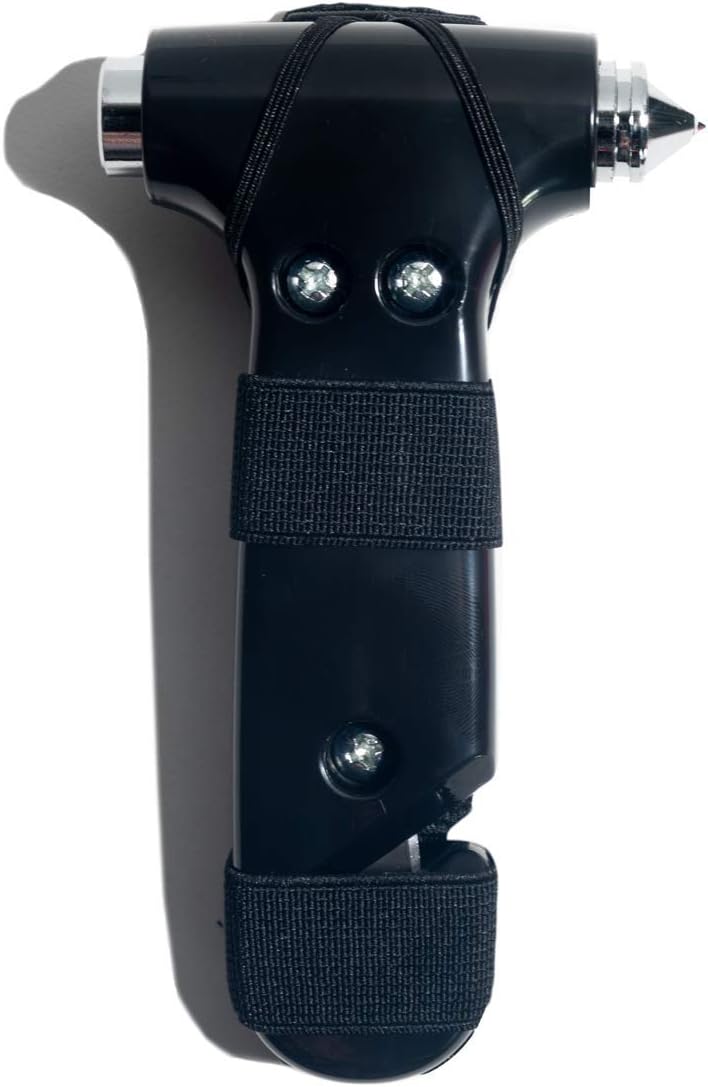 Super-Cute Safety Hammer - Emergency Automotive Escape Hammer Tool, Seat Belt Cutter &amp; Car Window Break Tool - Black, 1 Count