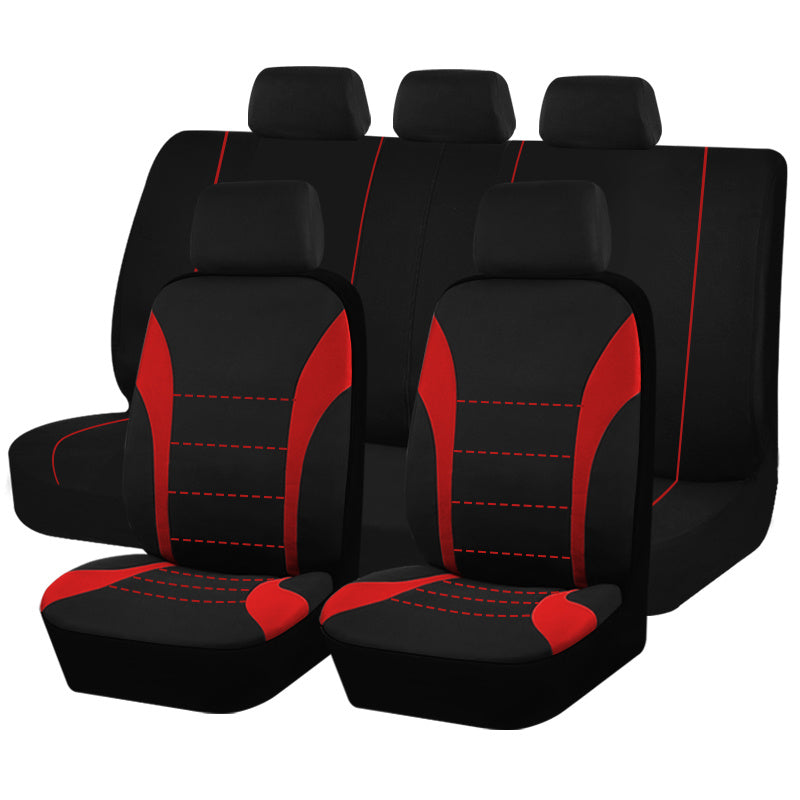 Upgrade Your Car with 9pcs Set of Universal Seat Covers: Airbag Safe, Five Seats, Black, Gray, Pink, Blue &amp; Red!