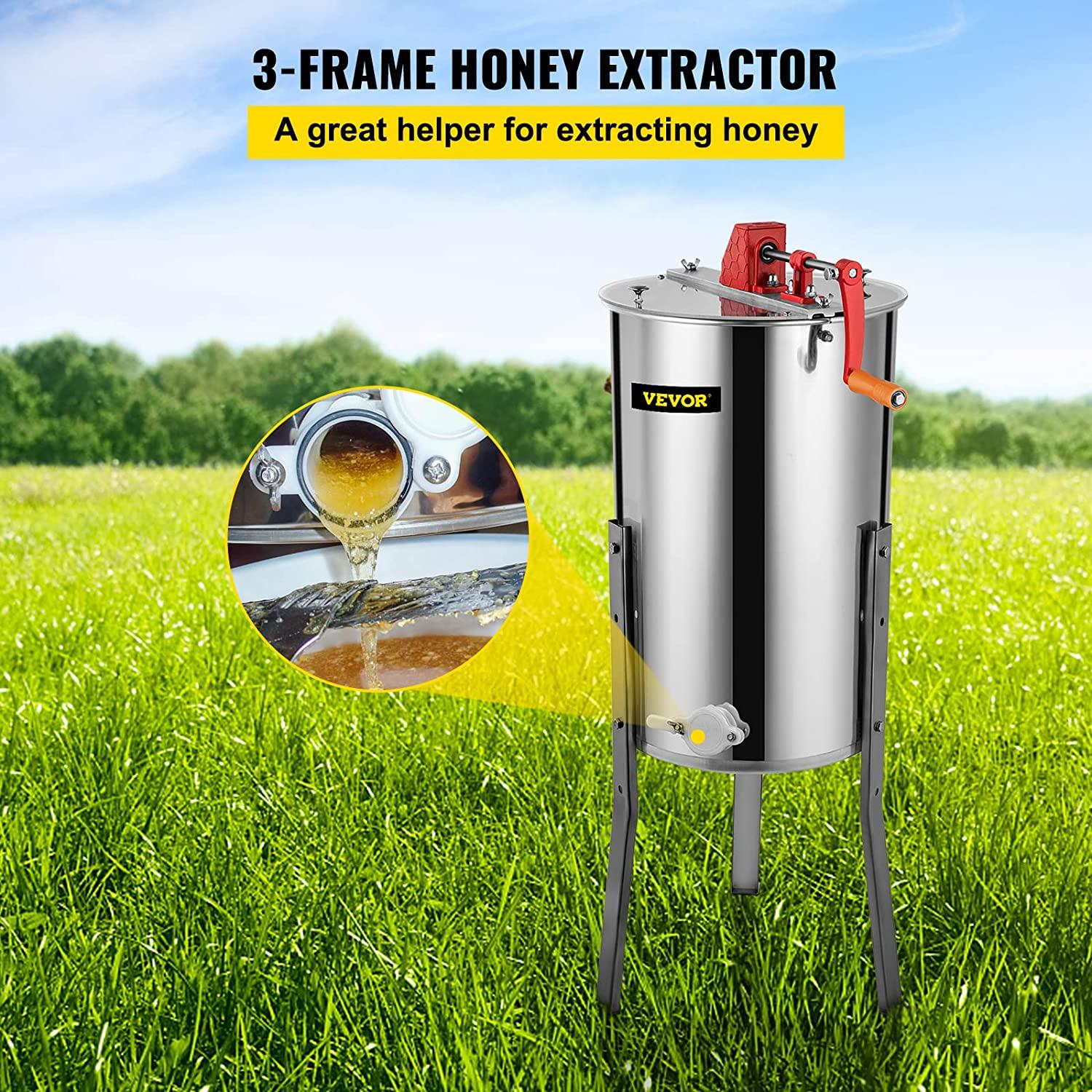 BestEquip Manual Honey Extractor Separator 3 Frame Bee Extractor  Steel Honeycomb Spinner Crank. Beekeeping Extraction Apiary CentrifuEquipment