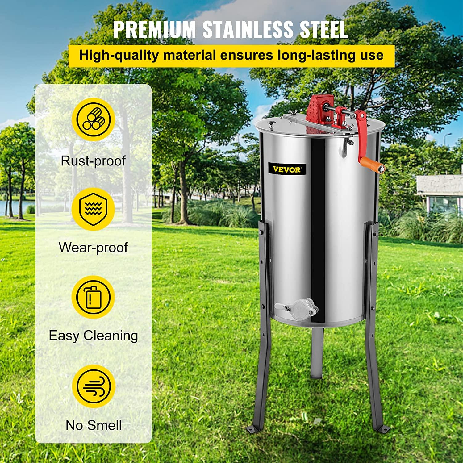 BestEquip Manual Honey Extractor Separator 3 Frame Bee Extractor  Steel Honeycomb Spinner Crank. Beekeeping Extraction Apiary CentrifuEquipment