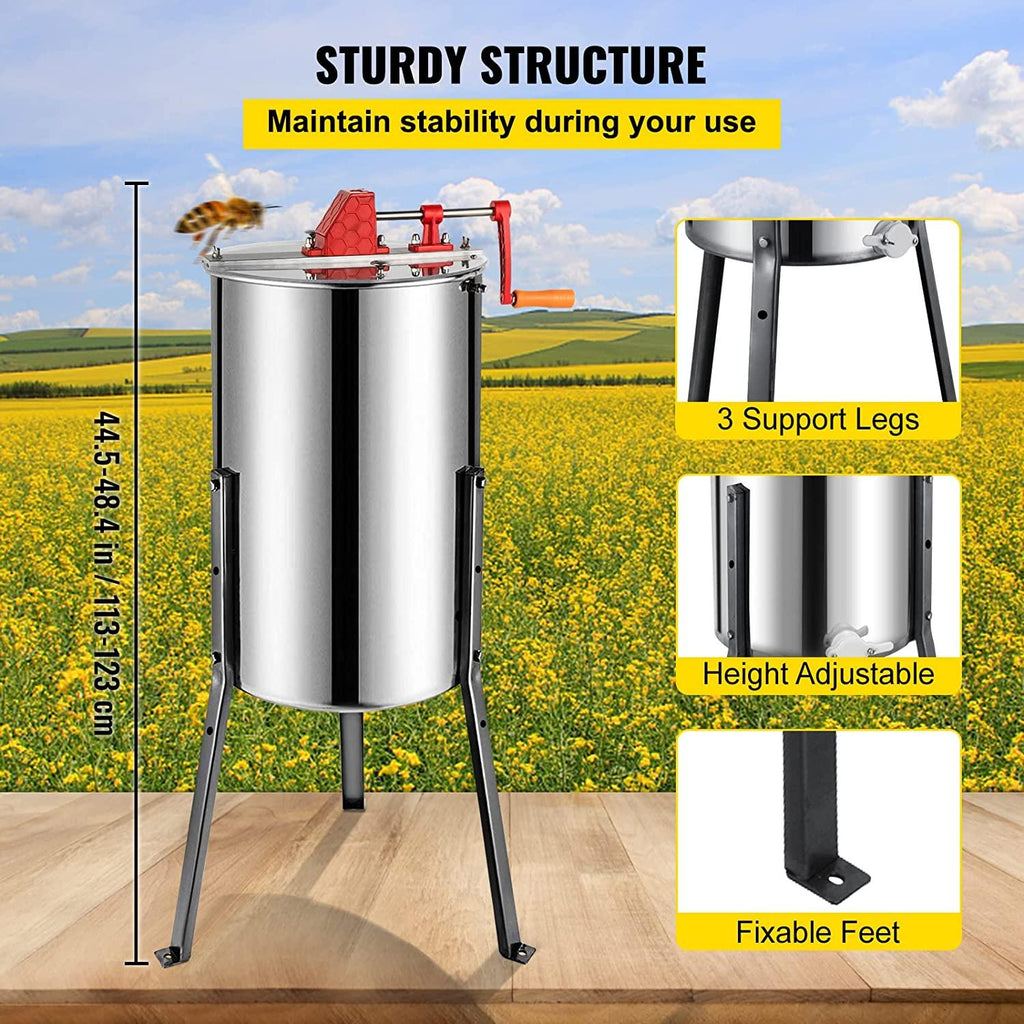 BestEquip Manual Honey Extractor Separator 3 Frame Bee Extractor  Steel Honeycomb Spinner Crank. Beekeeping Extraction Apiary CentrifuEquipment
