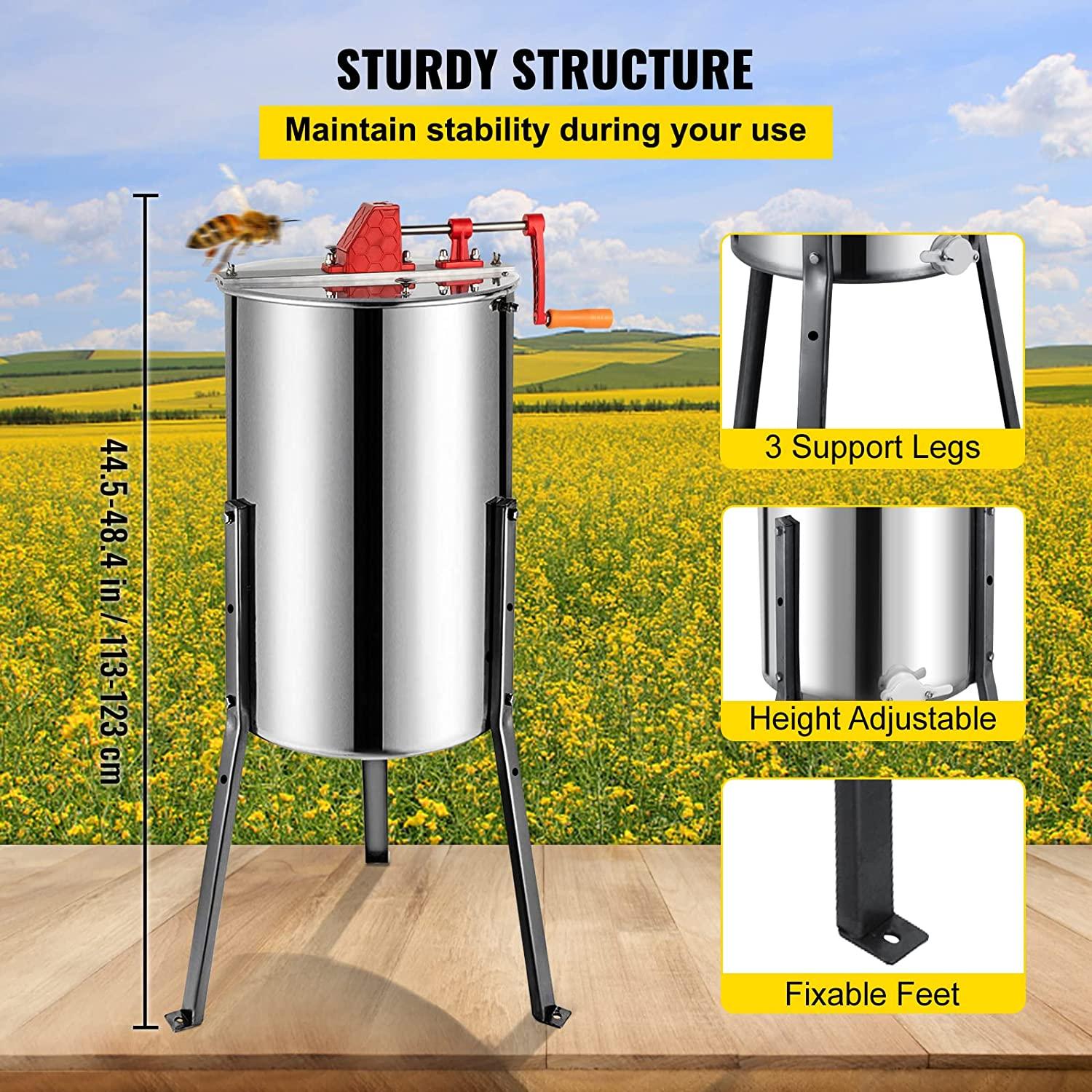 BestEquip Manual Honey Extractor Separator 3 Frame Bee Extractor  Steel Honeycomb Spinner Crank. Beekeeping Extraction Apiary CentrifuEquipment