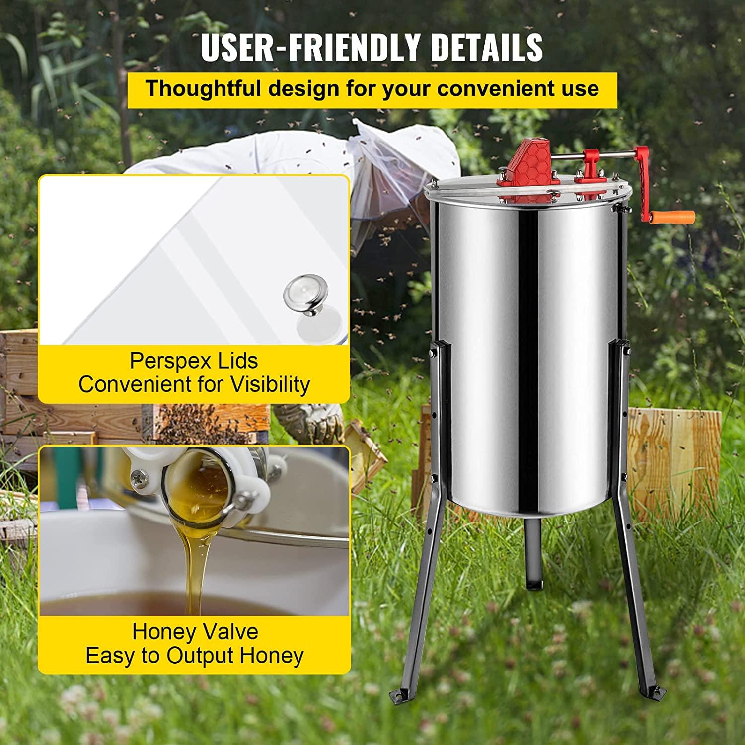 BestEquip Manual Honey Extractor Separator 3 Frame Bee Extractor  Steel Honeycomb Spinner Crank. Beekeeping Extraction Apiary CentrifuEquipment