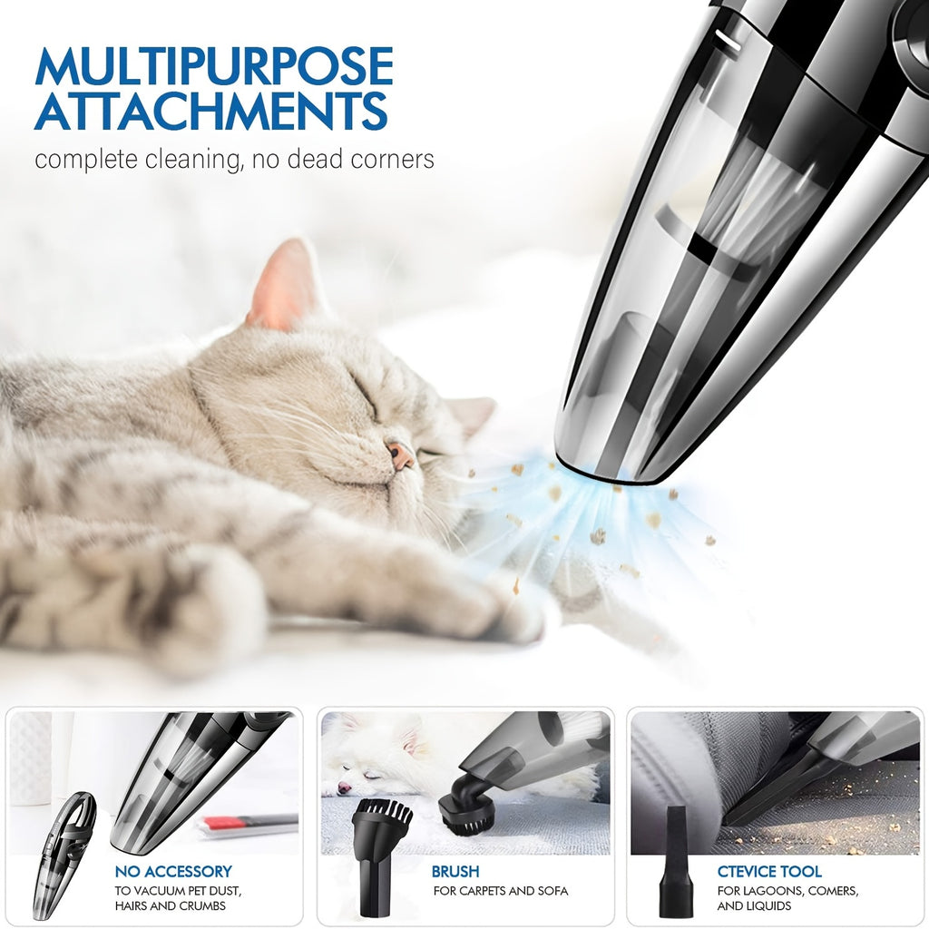 Handheld Vacuum Cleaner, Cordless Rechargeable Lightweight Portable Mini Hand Vac With Powerful Cyclonic Suction For Wet Dry Car Pet Hair Home Use