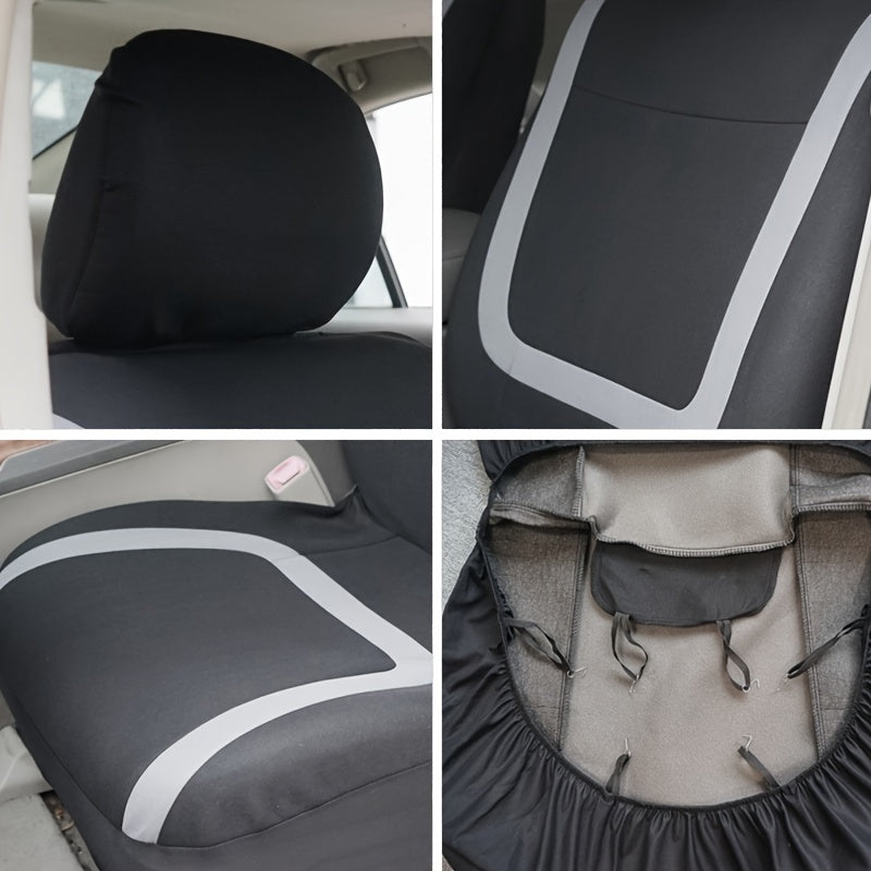 Car Seat Covers Full Set, Polyester Gray Purple Black Blue Red Purple Car Seat Cushion Universal Car Seat Protector Car Decoration Airbag Safe