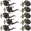 5-Bennett Edged Oil Rubbed Bronze Entry Door Levers and 5-Edged Oil Rubbed Bronze Sgl Cyl Deadbolts All Keyed Alike