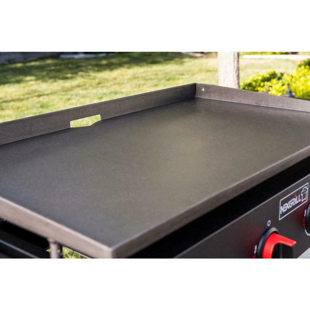 Propane Gas BBQ Grill Griddle Top 4 Burner Side Tables Cart Style Black