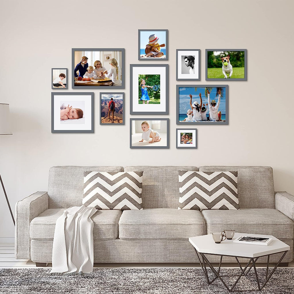 upsimples 16x20 Picture Frame Set of 5, Display Pictures 11x14 with Mat or 16x20 Without Mat, Wall Gallery Poster Frames, Dark Gray